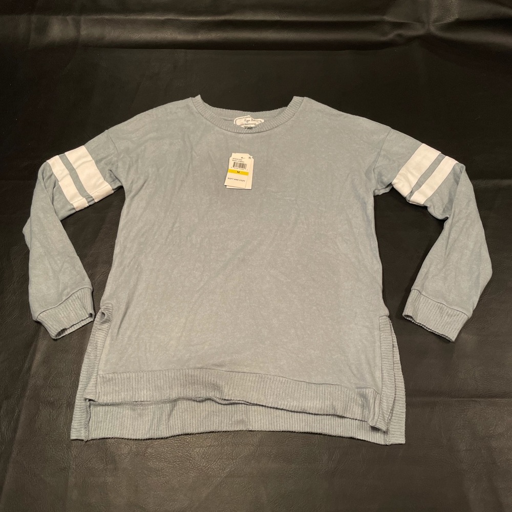 NWT Hippie Rose light blue striped sleeve sweater